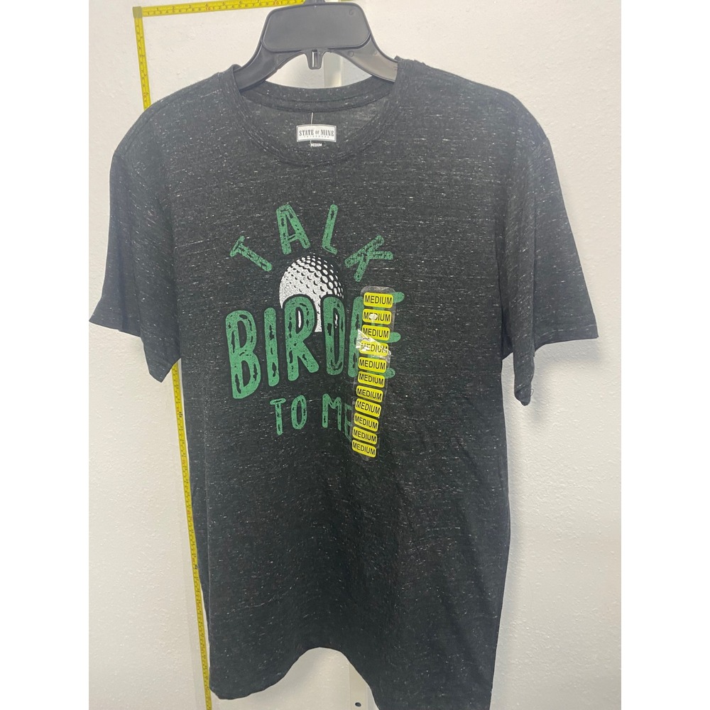 State of Mine Mens Talk Birdie To Me Golf Graphic T-Shirt Charcoal Grey Medium